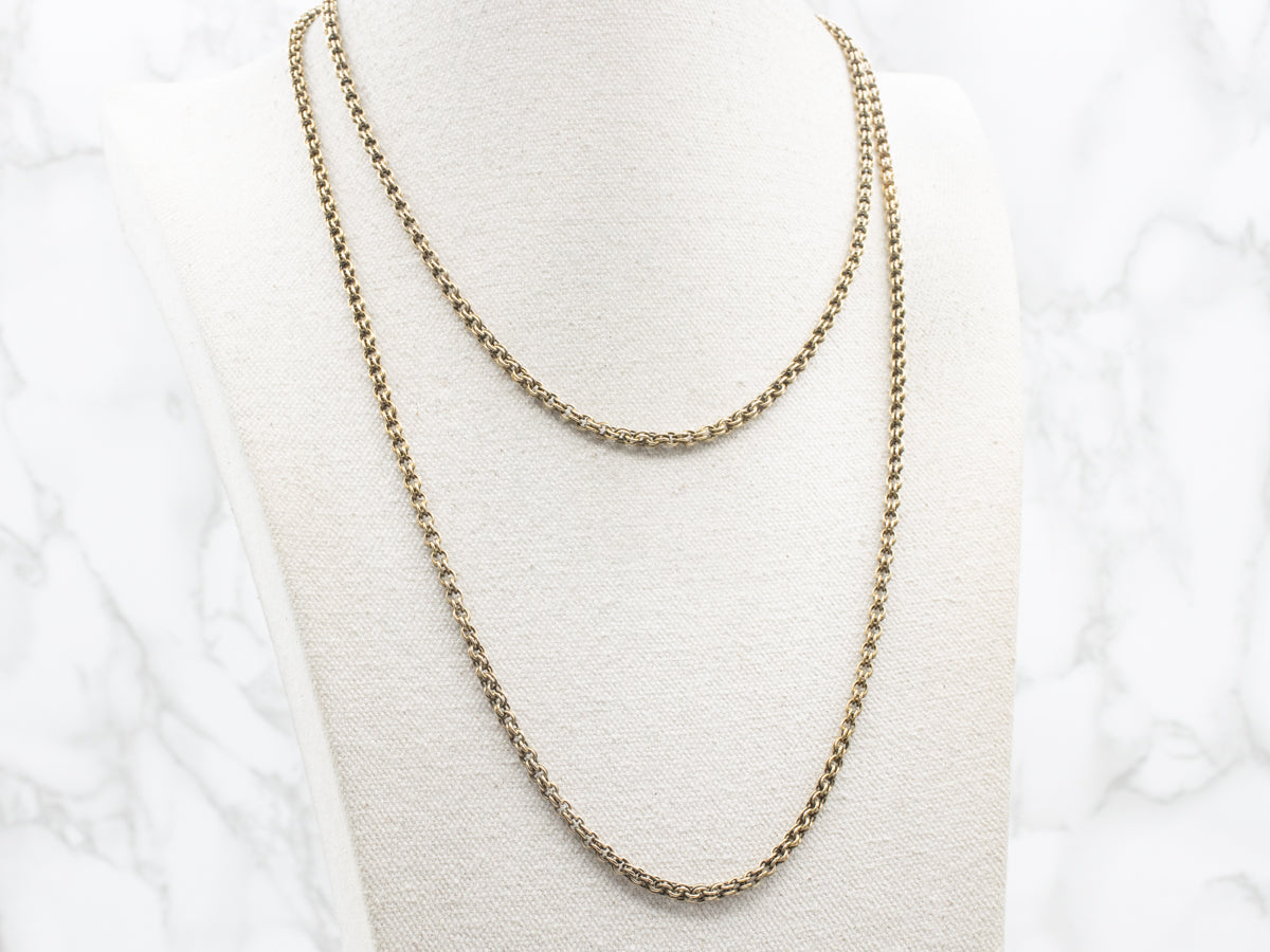 Antique Gold Continuous Double Link Cable Chain