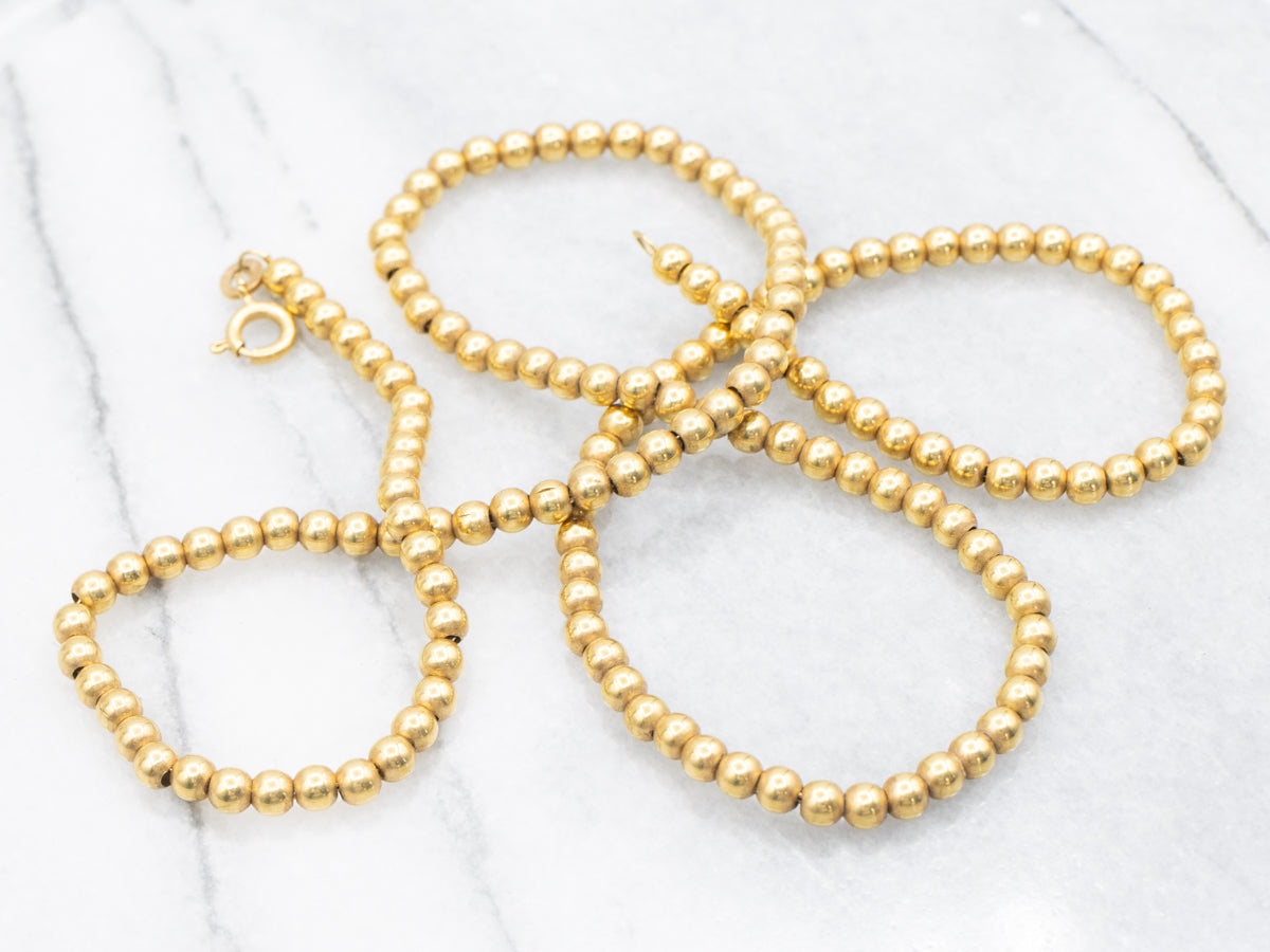 Vintage 18-Karat Yellow Gold Beaded Ball Chain