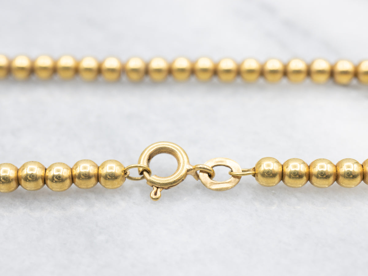 Vintage 18-Karat Yellow Gold Beaded Ball Chain