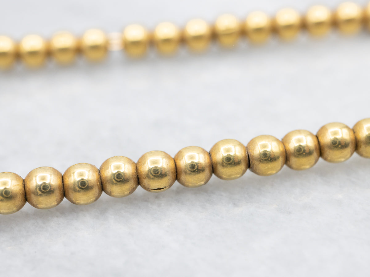 Vintage 18-Karat Yellow Gold Beaded Ball Chain