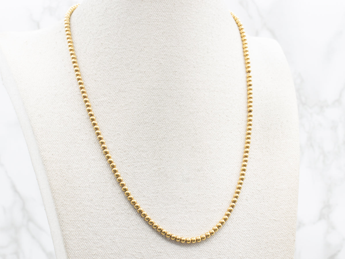 Vintage 18-Karat Yellow Gold Beaded Ball Chain