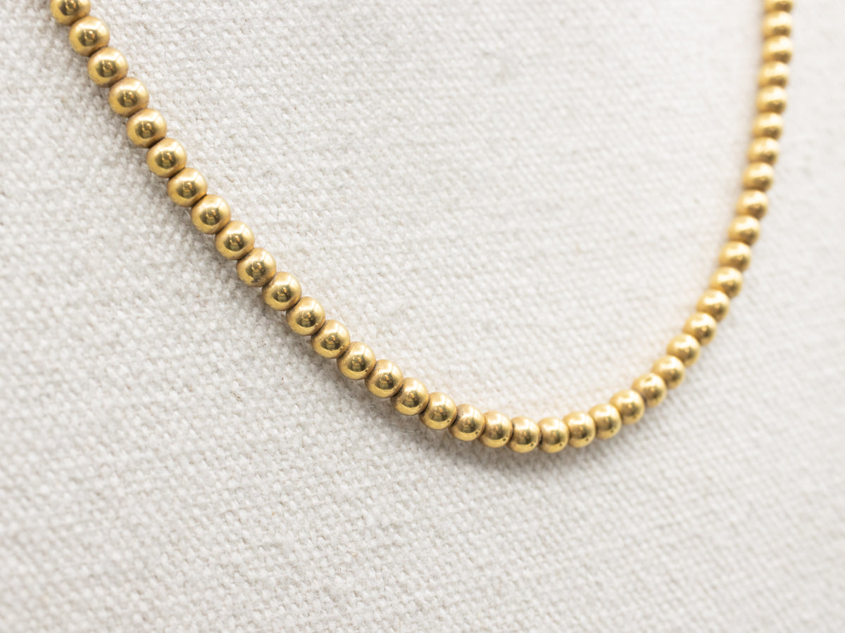 Vintage 18-Karat Yellow Gold Beaded Ball Chain