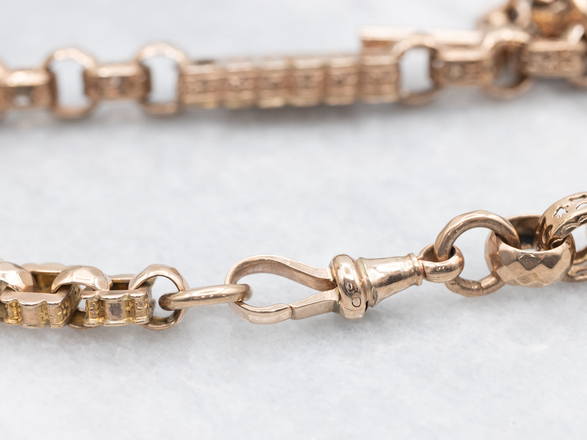 Antique Rose Gold Necklace with "R" Monogram Shield Pendant