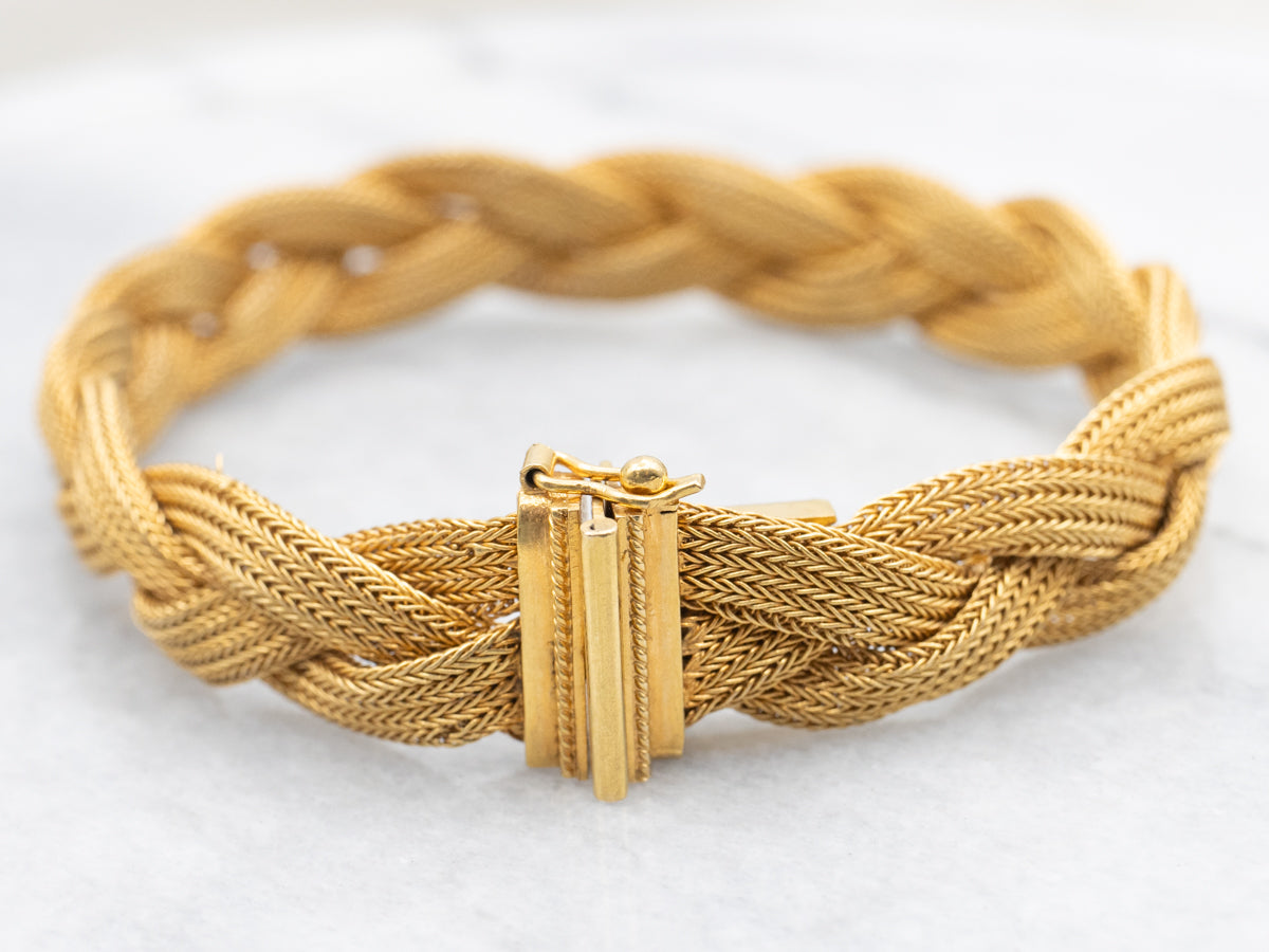 Vintage 18-Karat Gold Braided Link Bracelet