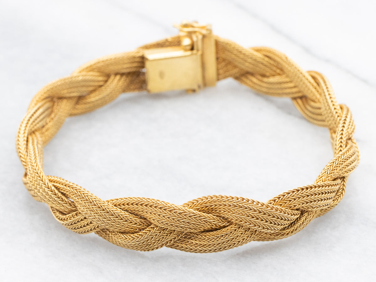 Vintage 18-Karat Gold Braided Link Bracelet