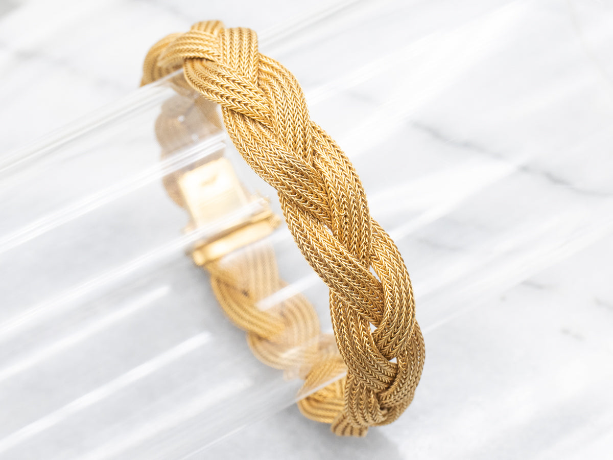 Vintage 18-Karat Gold Braided Link Bracelet