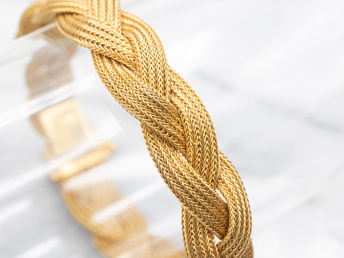 Vintage 18-Karat Gold Braided Link Bracelet