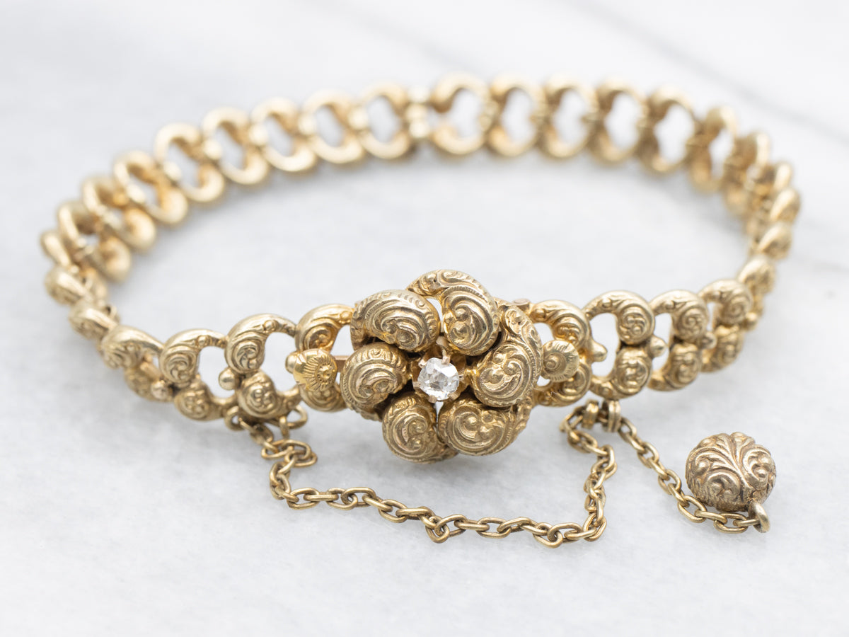 Antique Victorian Gold and Diamond Lover's Knot Bracelet