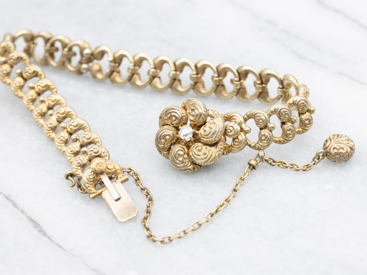 Antique Victorian Gold and Diamond Lover's Knot Bracelet