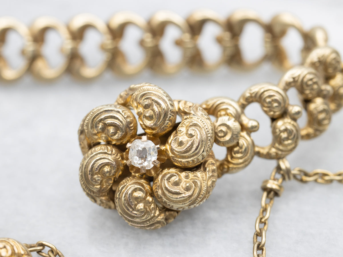 Antique Victorian Gold and Diamond Lover's Knot Bracelet