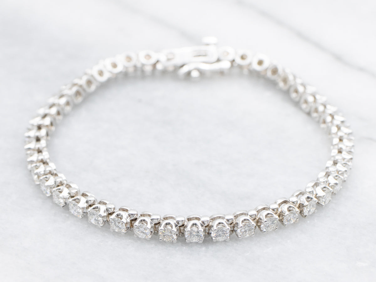 Modern White Gold Diamond Tennis Bracelet