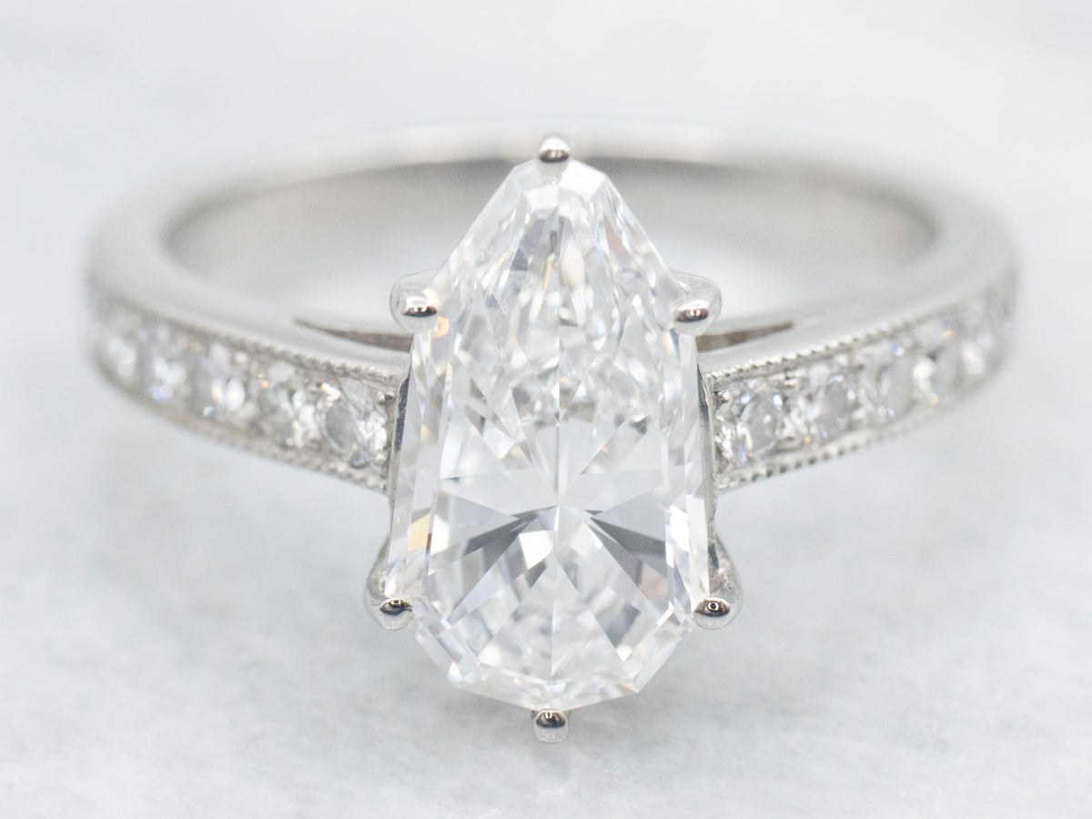 Modern GIA Certified Modified Pear-Cut Diamond Engagement Ring in Platinum