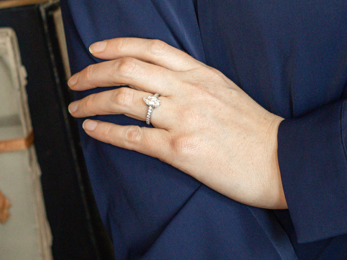 Modern GIA Certified Modified Pear-Cut Diamond Engagement Ring in Platinum