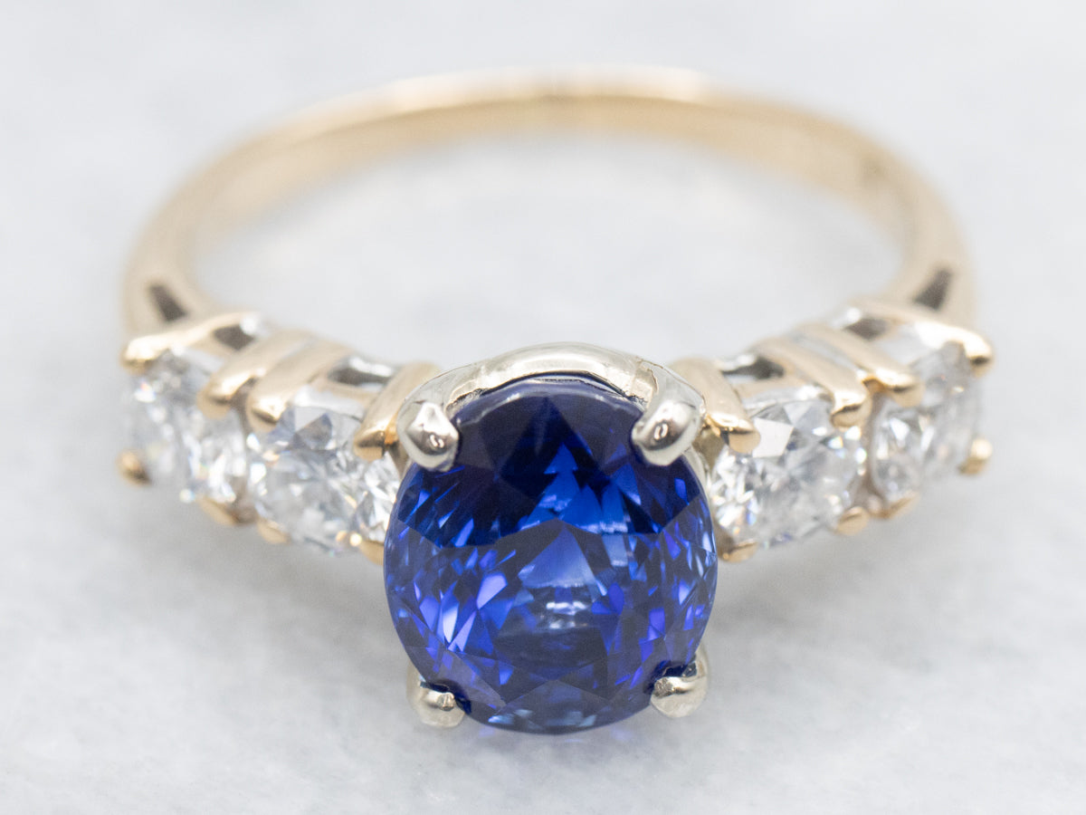 Lovely Gold Sapphire and Diamond Ring