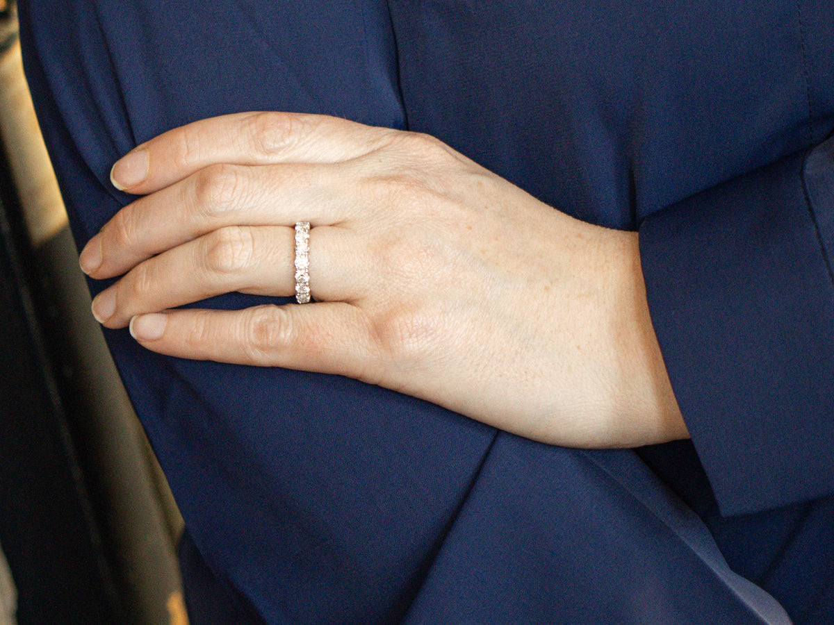 18K White Gold Diamond Encrusted Eternity Band