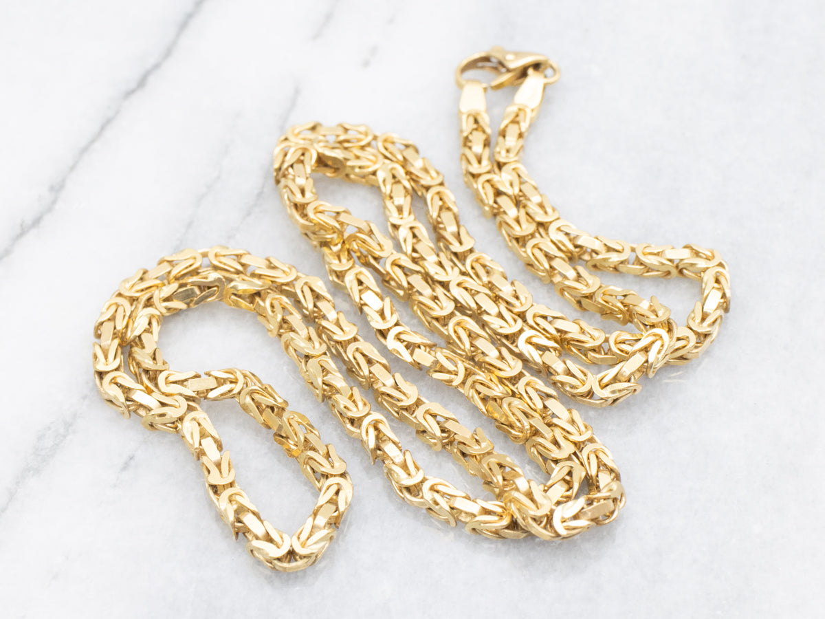 Bold 18-Karat Gold Square Byzantine Chain Necklace