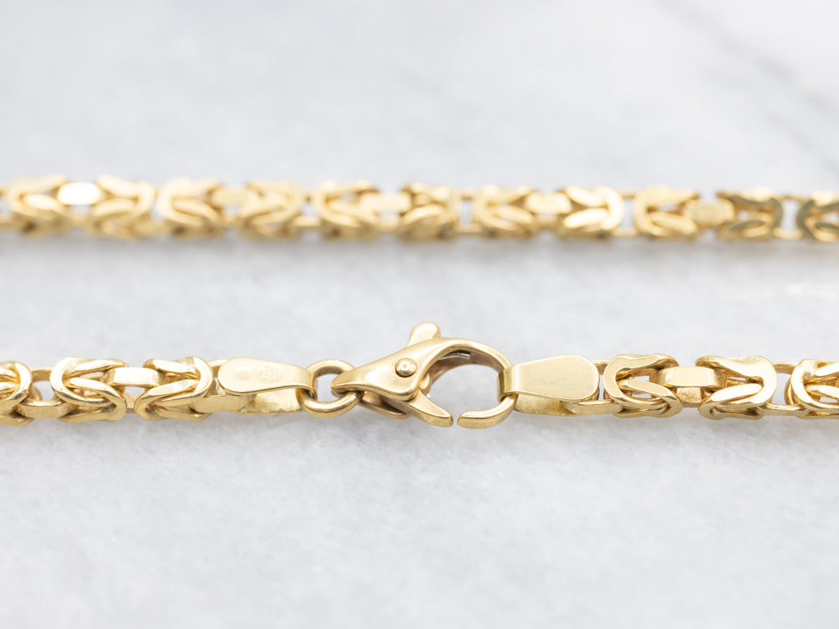 Bold 18-Karat Gold Square Byzantine Chain Necklace