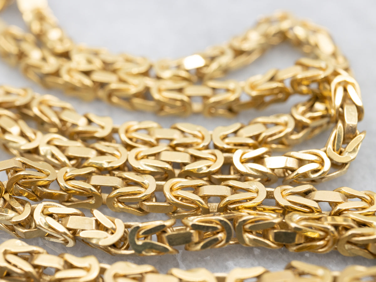 Bold 18-Karat Gold Square Byzantine Chain Necklace