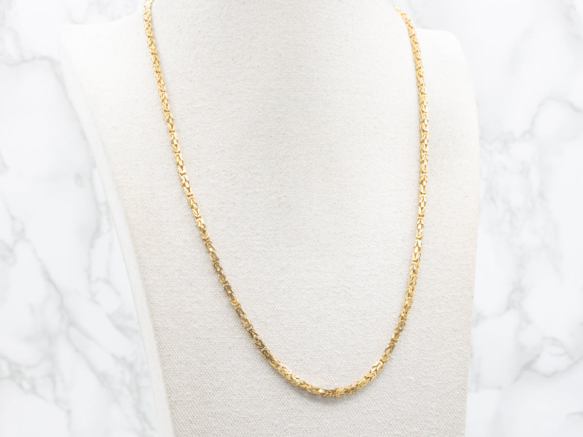 Bold 18-Karat Gold Square Byzantine Chain Necklace