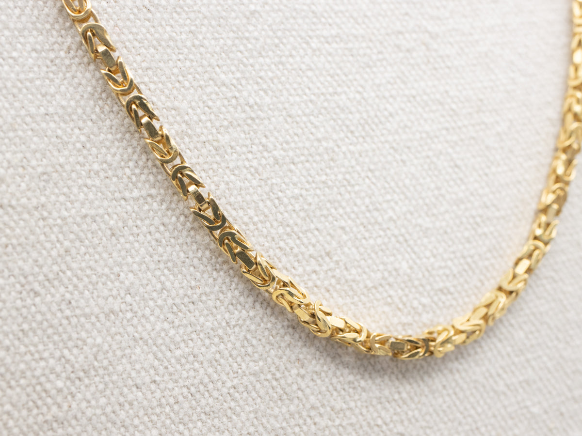 Bold 18-Karat Gold Square Byzantine Chain Necklace