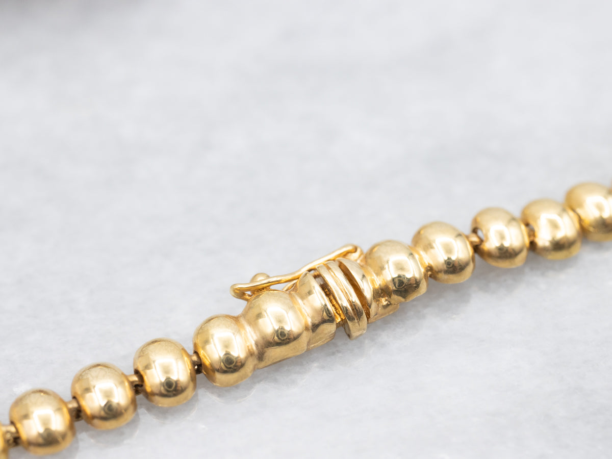 Stunning Pink Tourmaline Diamond and Gold Sweetheart Beaded Necklace