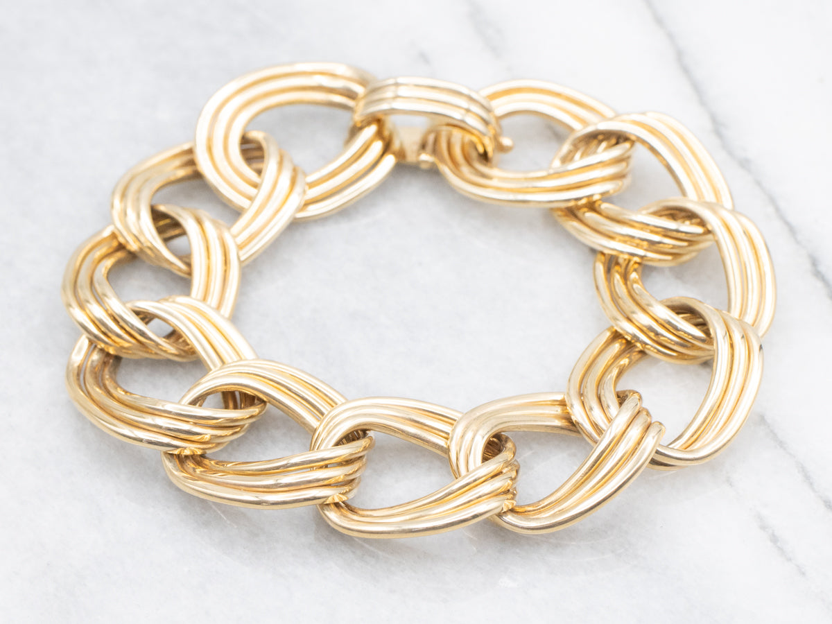 Bold Yellow Gold Triple Link Bracelet
