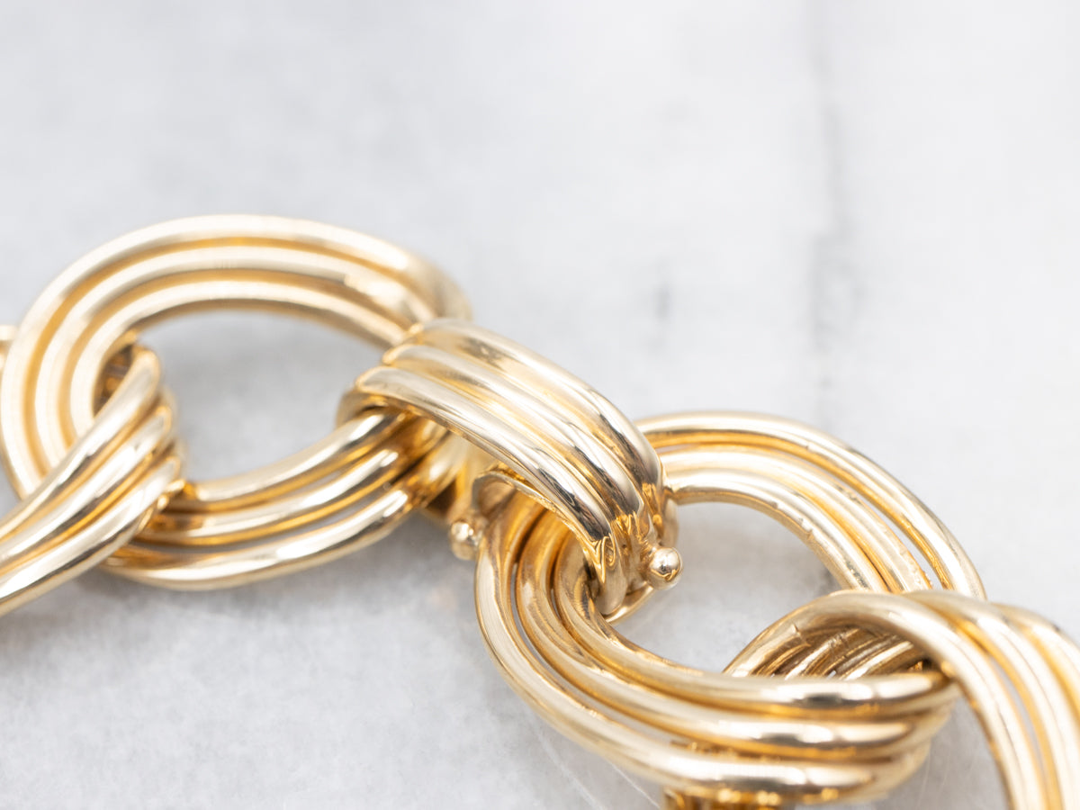 Bold Yellow Gold Triple Link Bracelet