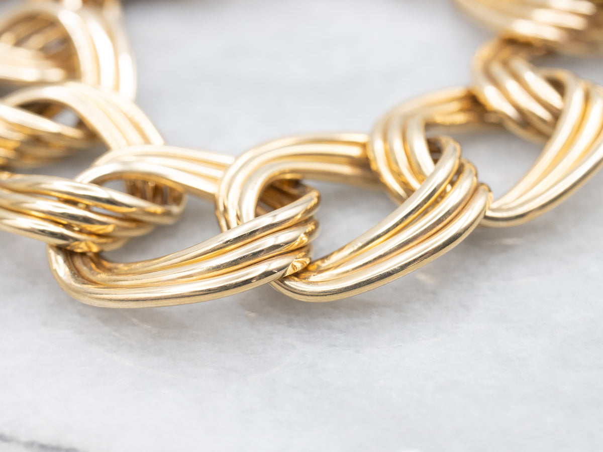 Bold Yellow Gold Triple Link Bracelet