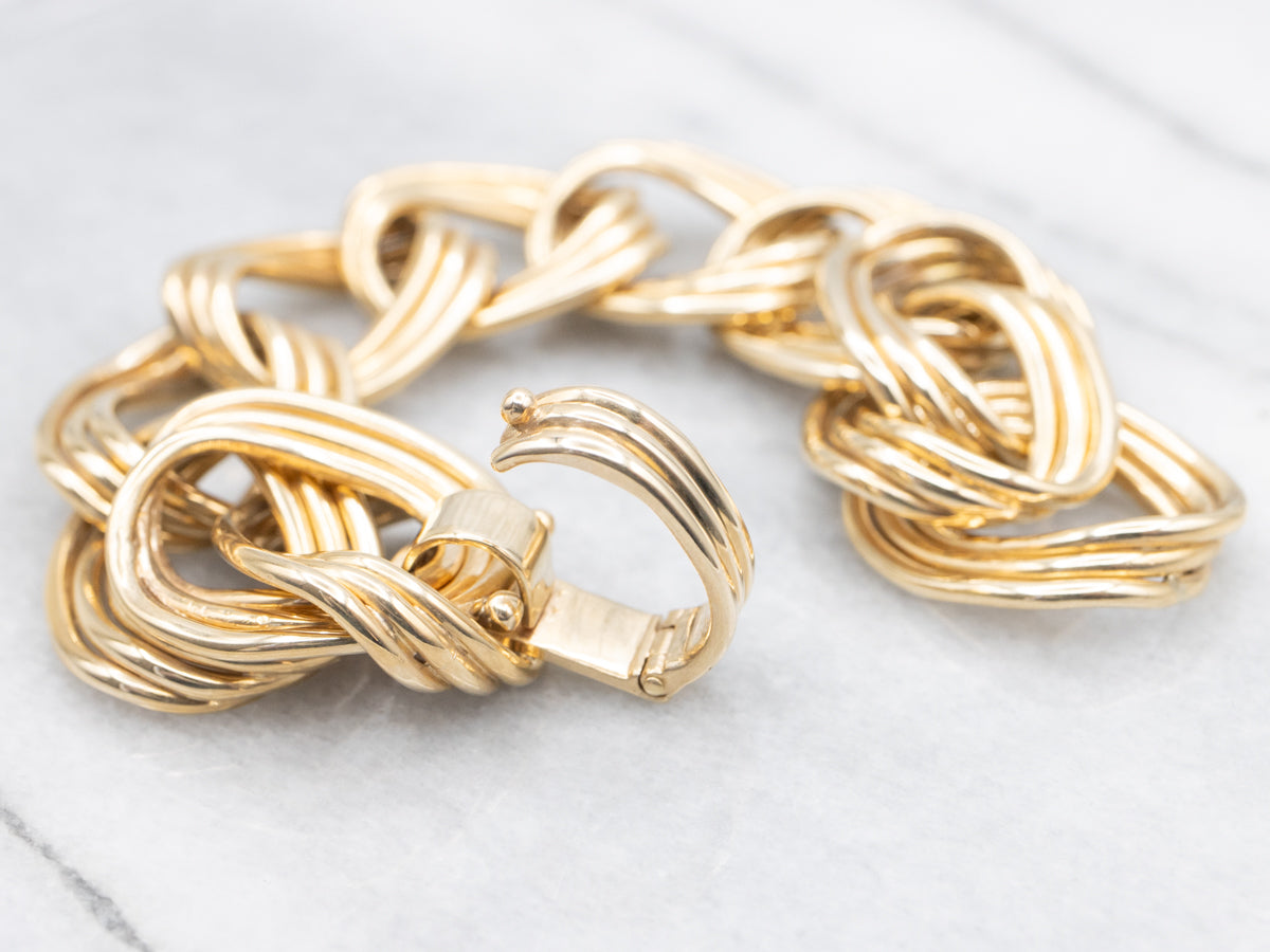 Bold Yellow Gold Triple Link Bracelet
