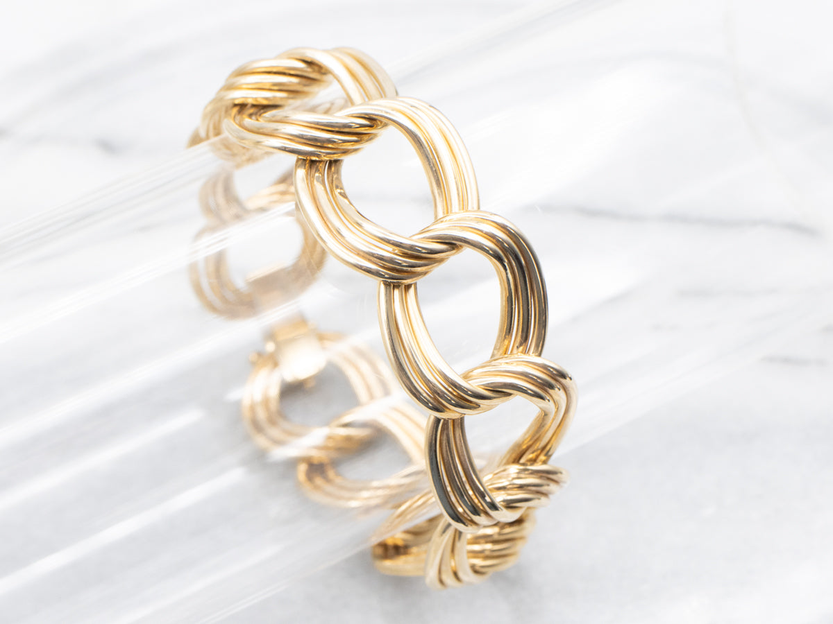Bold Yellow Gold Triple Link Bracelet