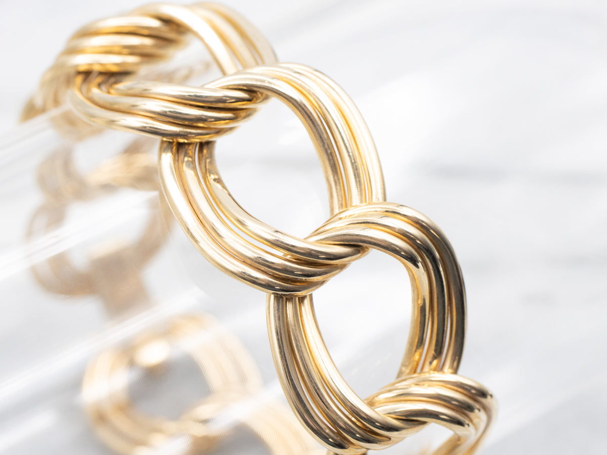Bold Yellow Gold Triple Link Bracelet
