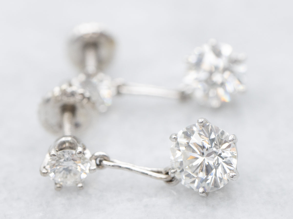 Vintage Jabel Round Brilliant Diamond Dangle Earrings