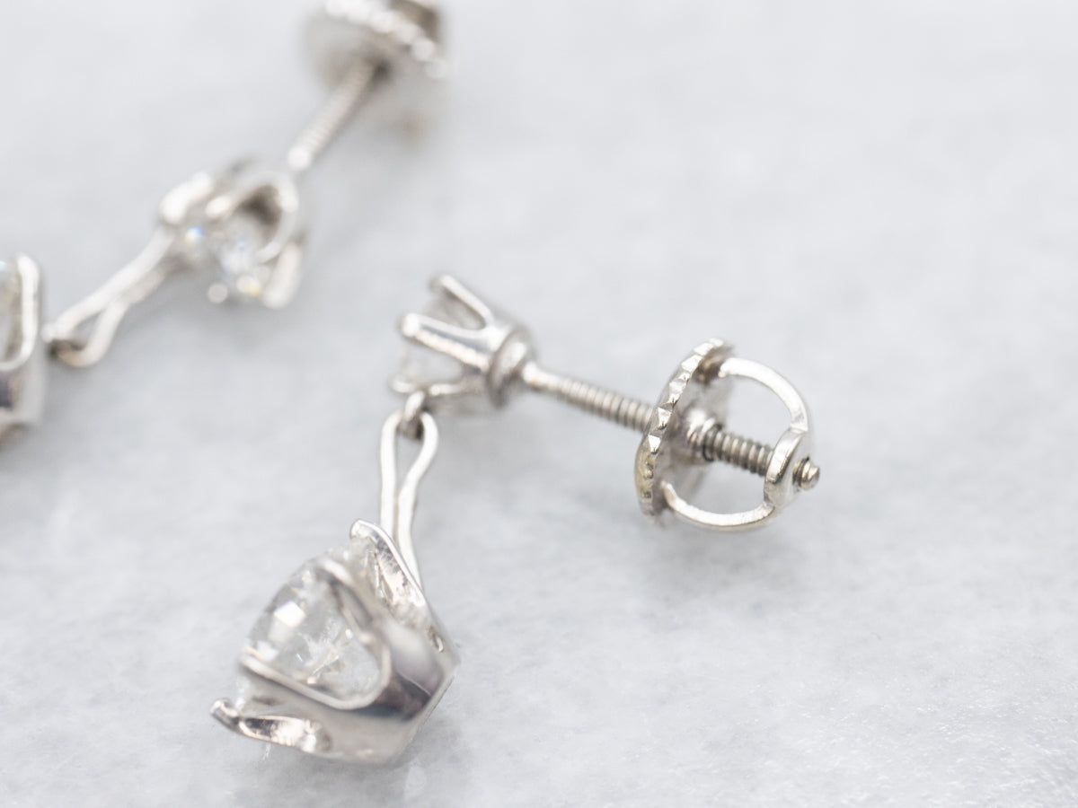 Vintage Jabel Round Brilliant Diamond Dangle Earrings