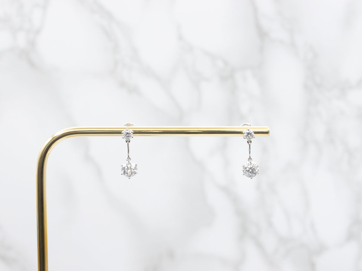 Vintage Jabel Round Brilliant Diamond Dangle Earrings