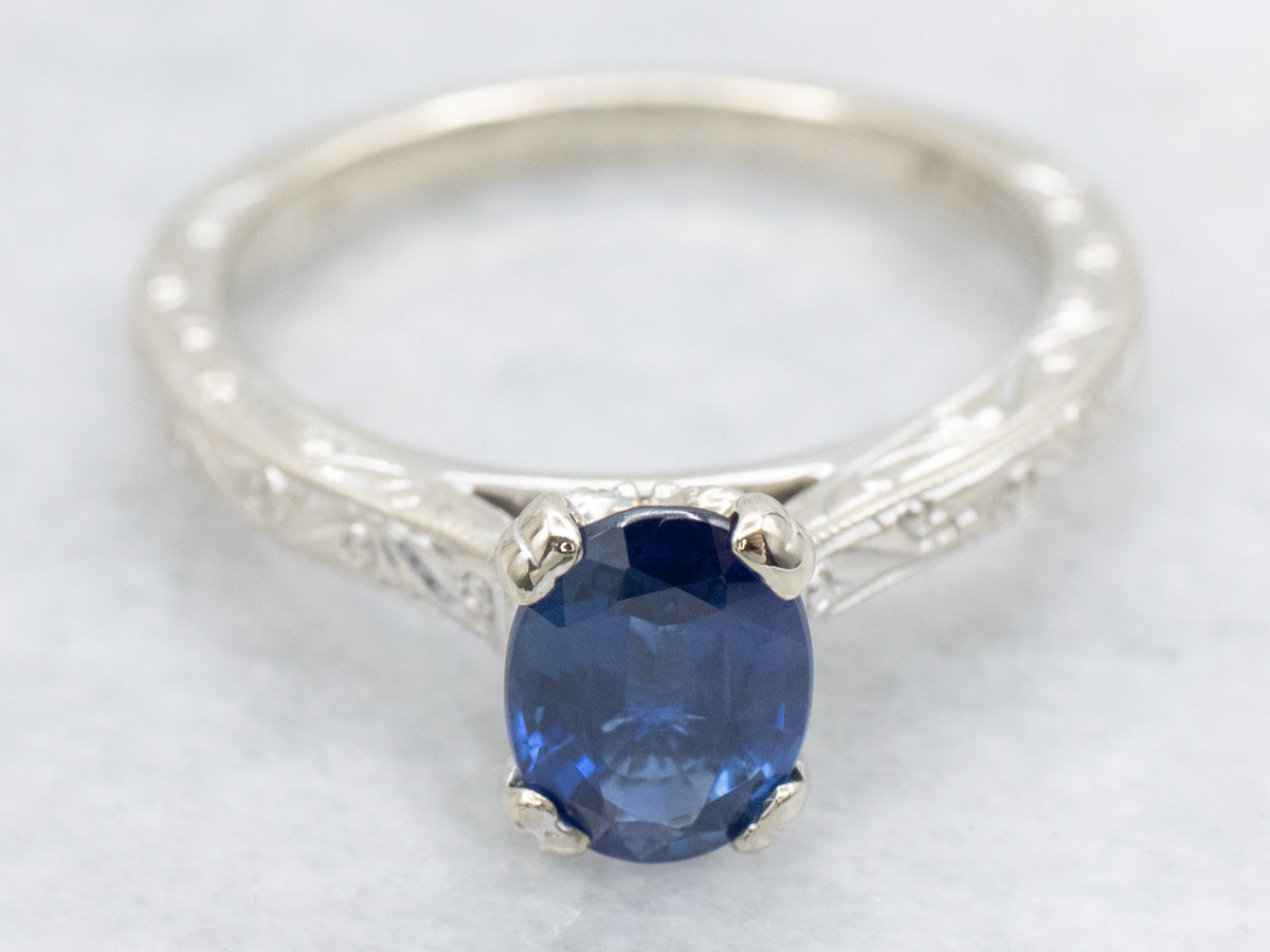 Modern Sapphire and Diamond Engagement Ring