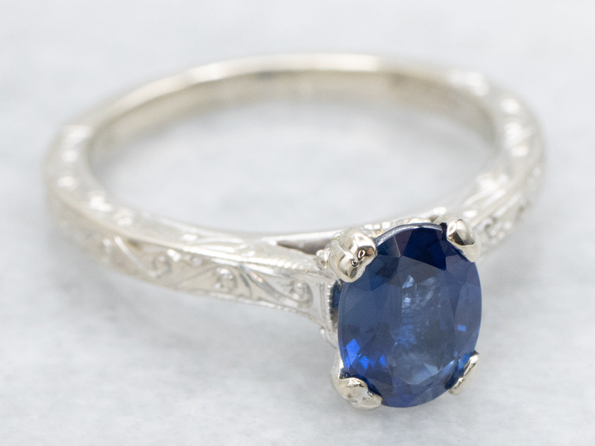 Modern Sapphire and Diamond Engagement Ring