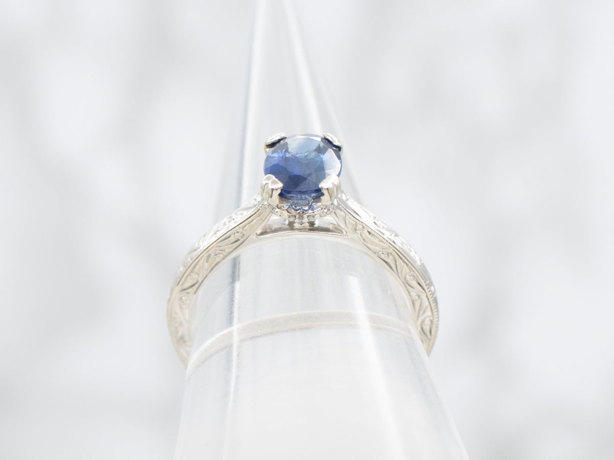 Modern Sapphire and Diamond Engagement Ring