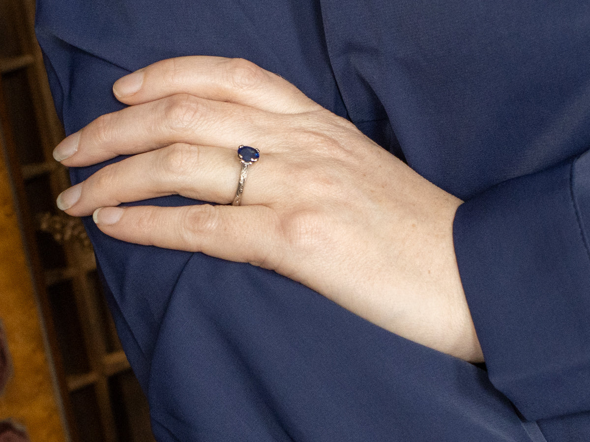 Modern Sapphire and Diamond Engagement Ring