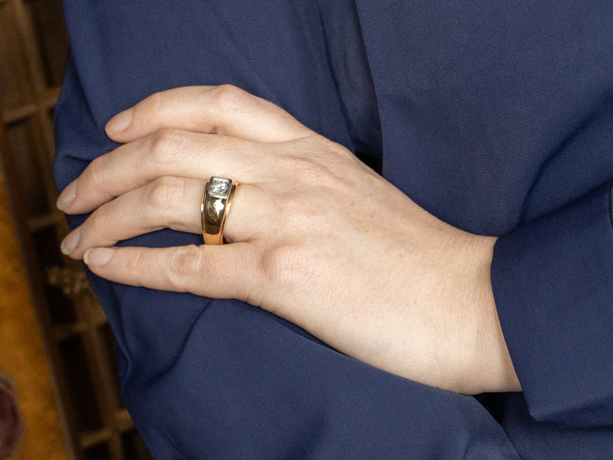 Retro Era Round Brilliant Men's Diamond Solitaire Ring