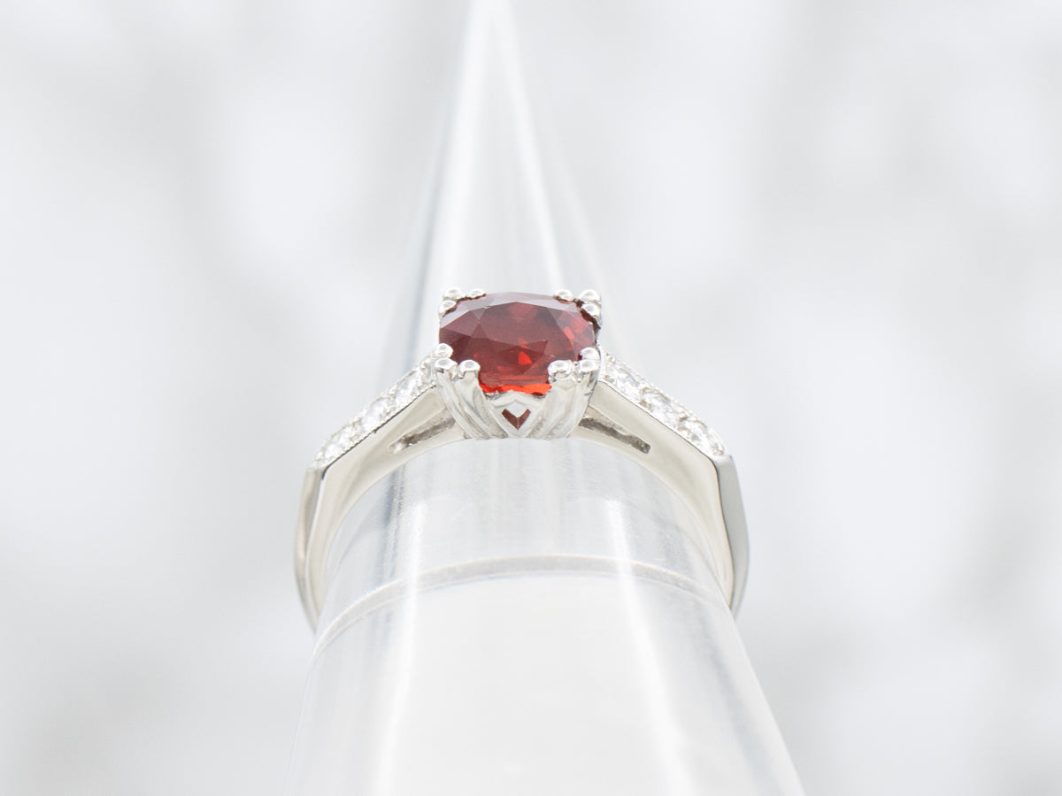 Platinum GIA Certified Ruby and Diamond Engagement Ring