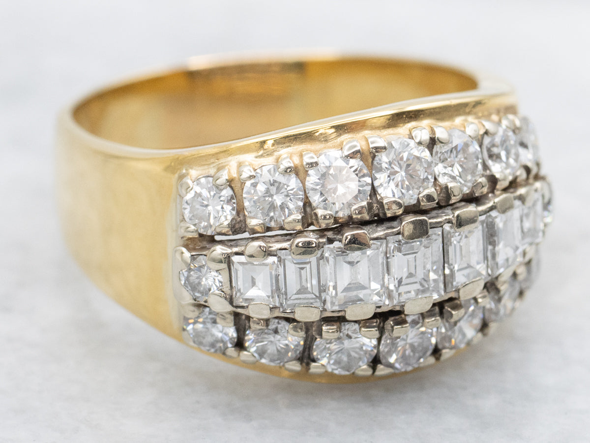 Gold Mixed-Cut Diamond Statement Band