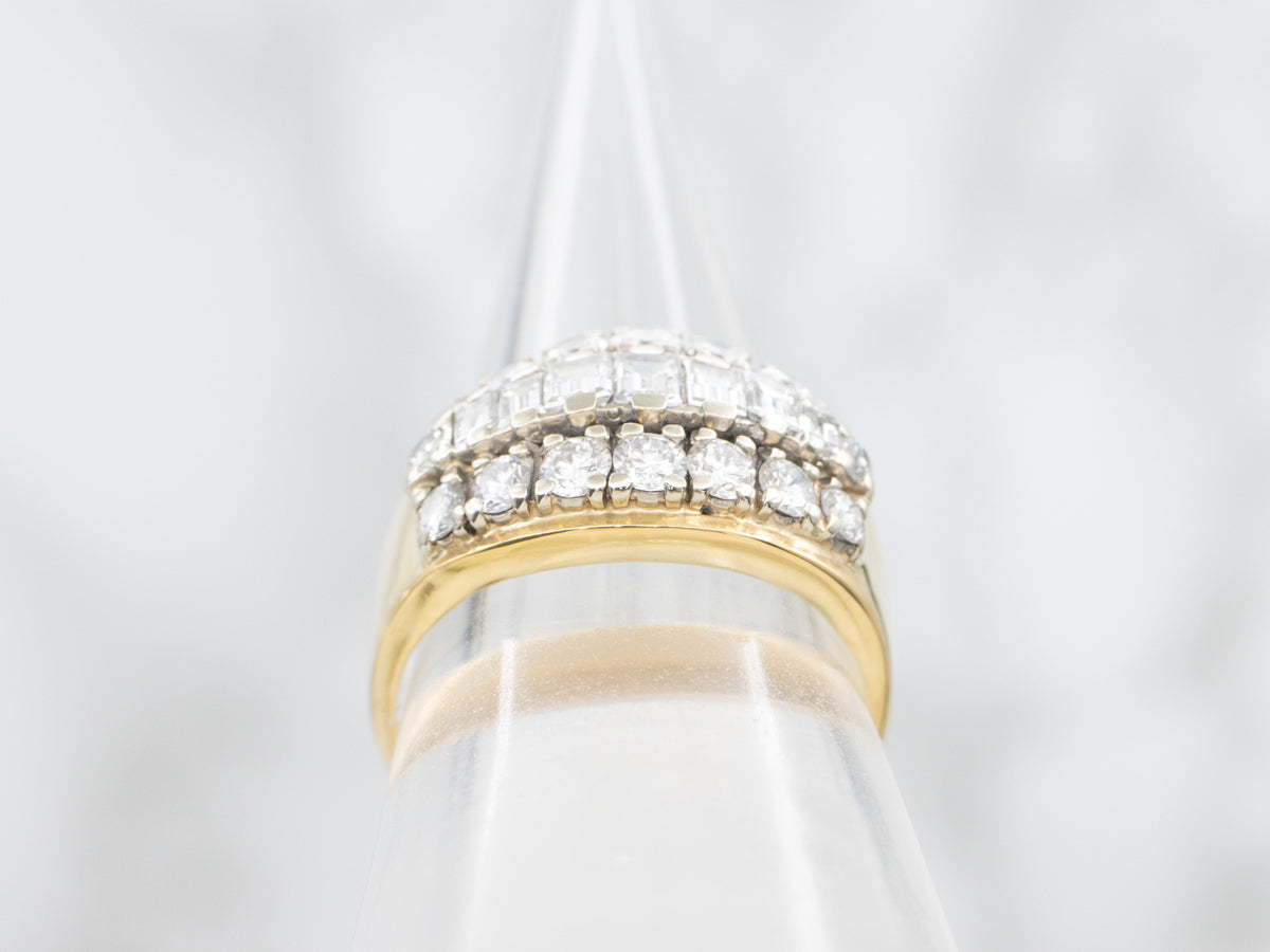 Gold Mixed-Cut Diamond Statement Band