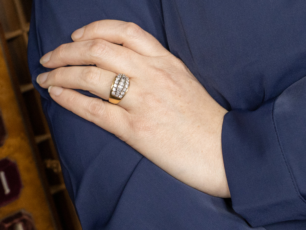 Gold Mixed-Cut Diamond Statement Band