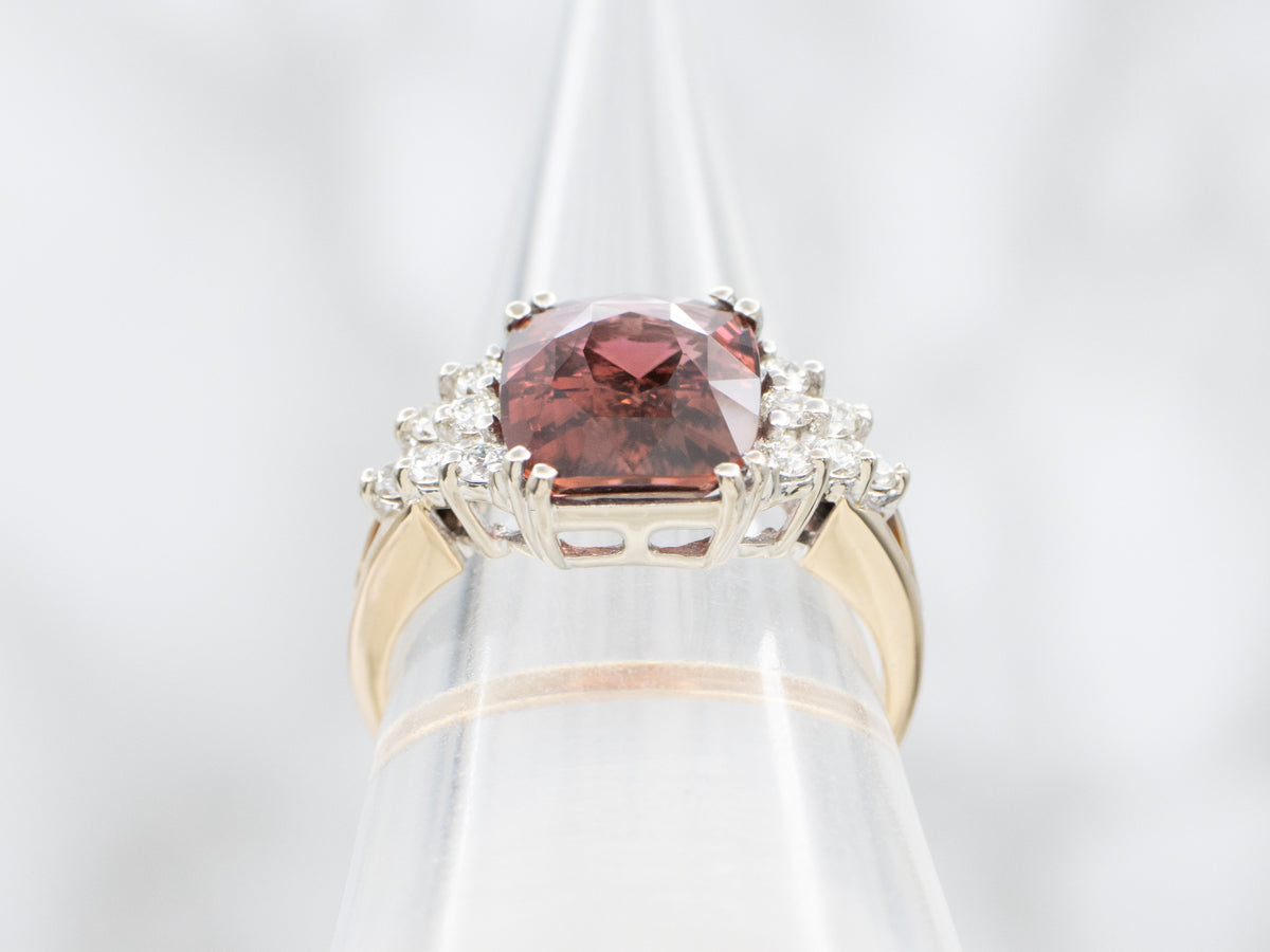 Lovely  Pink Tourmaline and Diamond Ring