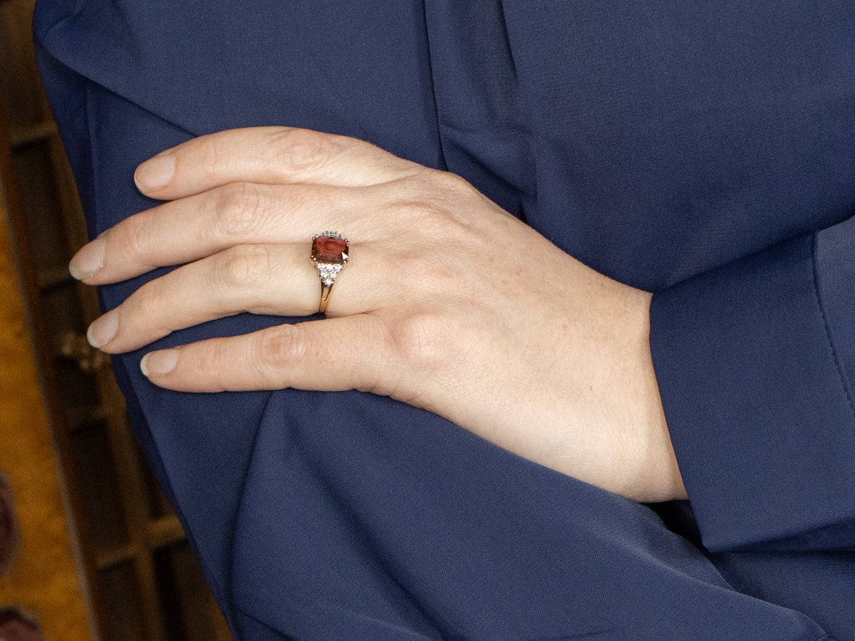 Lovely  Pink Tourmaline and Diamond Ring