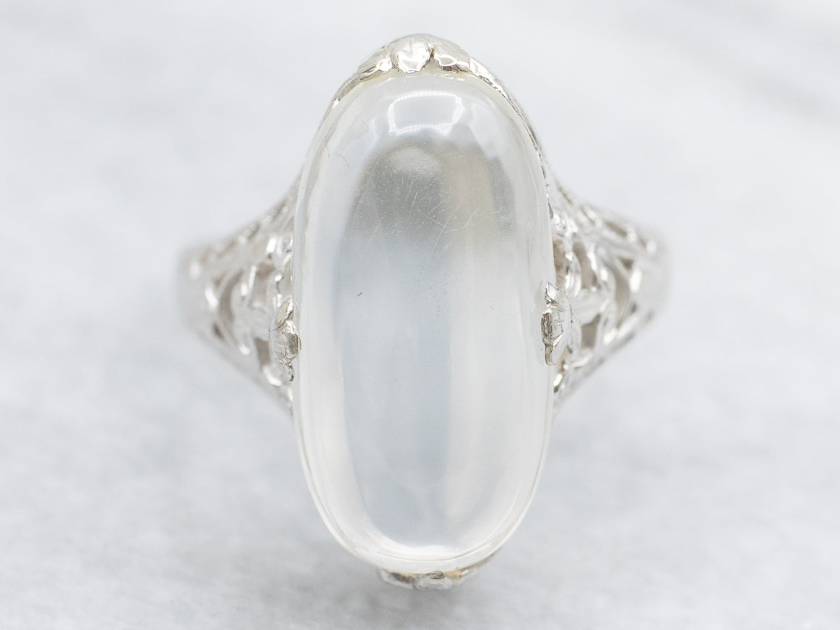 Lovely Art Deco-Era Moonstone Solitaire Ring
