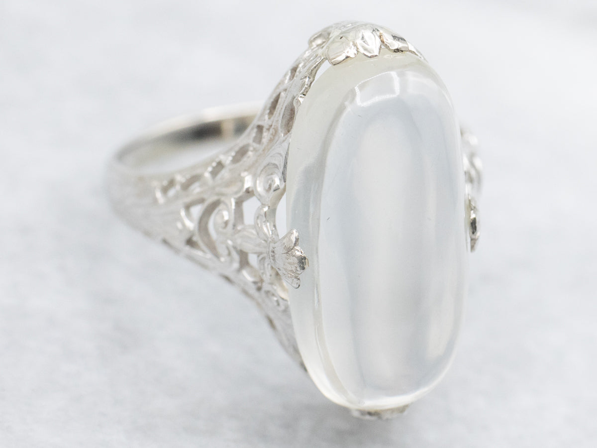 Lovely Art Deco-Era Moonstone Solitaire Ring