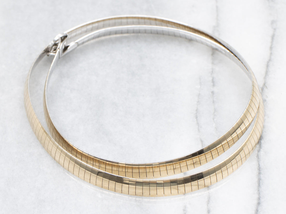 Wide Two Tone Italian Gold Omega Chain