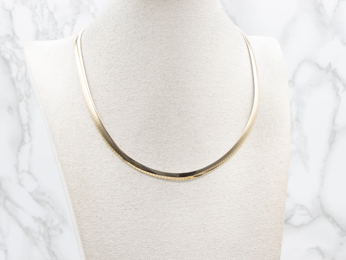 Wide Two Tone Italian Gold Omega Chain