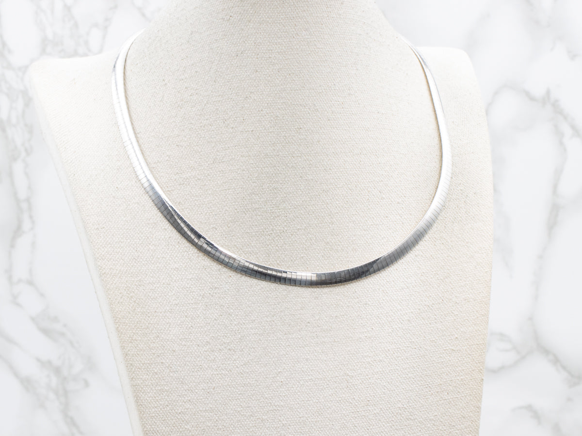 Wide Two Tone Italian Gold Omega Chain